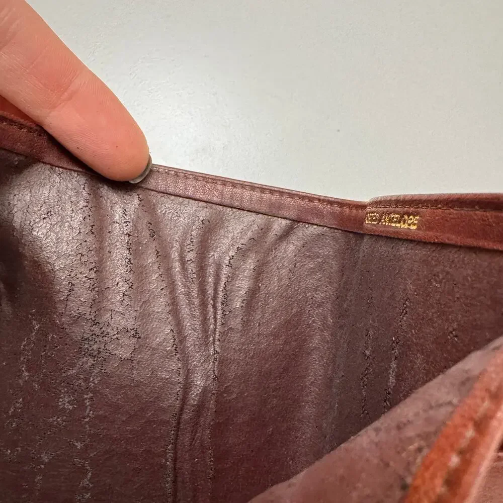 VINTAGE L'Aiglon Paris New York Antelope Leather Trifold Wallet Cognac Brown